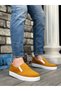 Laceless Velvet Men's Casual Shoes Mustard (White Sole) - 7
