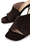 Women's Genuine Leather Brown Suede Heeled Slippers - 4