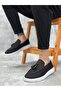 Laceless Linen Tasseled Men's Classic Shoes Black (White Sole)