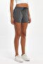 Women's Slit Combed Cotton Fabric Regular Fit Anthracite Short Mini Casual Shorts - 4