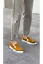 Laceless Velvet Men's Casual Shoes Mustard (White Sole) - 3