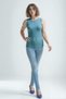 Light Blue Crew Neck Modal Sleeveless Women's T-Shirt Sharon S/L Rib Top - 3