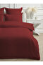 Line Burgundy Cotton Satin Double Duvet Cover Set with Elastic Sheets 4 Piece Set - 2
