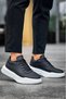 Lace-Up Men's Sports Shoes Black (White Sole) - 4