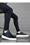 Lace-Up Inside and Outside Genuine Leather Classic Men's Shoes Black (White Sole) - 3