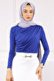 Cobalt Blue Draped Front Sandy Blouse