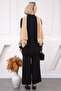Black Mesh Garnished Tunic Trousers Suit - 3