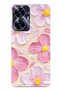 Realme C55 Compatible Pink White Flowers Watercolor Transparent Silicone Case