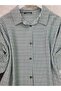 Lace-Up Striped Shirt with Ruched Sleeves - Khaki - 4