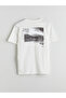 Xside Ecru Crew Neck Printed Combed Cotton Mens T-Shirt - 4