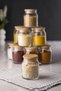 Set of 6 Glass Jars with Bamboo Lid & Seasoning Set & Spice Bowl 200 ml - 6
