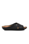 Black Faux Leather Women's Slippers