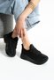 Black-Black Stone Detailed - Casual Women's Sneaker Lace-Up Knitwear Flexible Lightweight and Thick Sports Shoes - 3