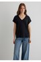 V yaka regular fit %100 pamuk basic t-shirt - 2