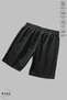 Men's Elastic Waist Pocket Sports Training Daily Cotton Flexible Size 10 Crown Printed Black Shorts - 5