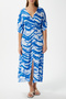 Women's Katy Blue White Elastic Waist Slit Viscose Summer Dress - 3