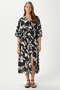 Women's Tamara Black Ecru Double Breasted Viscose Dress with Elastic Waist Slit