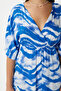 Women's Katy Blue White Elastic Waist Slit Viscose Summer Dress - 7