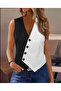 Women's Zero Sleeve V-Neck Buttoned Colorblock Atlas Vest - 4