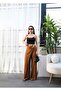 Linen Wide Leg Trousers with Cross Piece Elastic and Lacing on the Front