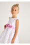 Girls' Floral Belted Dress White - 5