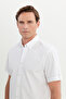 Men's White 100% Cotton Tailored Slim Fit Slim Fit Buttoned Collar Shirt - 4