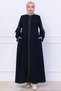 Embroidery Detailed Ferace Navy Blue Hm2733 - 3