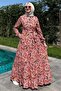 Shawl Patterned Dress Salmon - 4