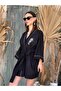 كيمونو الشاطئ بحزام مطرز باللون الأزرق الداكن من قماش الفوال - 2