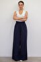 Navy Blue High Waist Wide Leg Trousers Mg2408 - 5