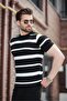 Black Striped Crew Neck Knitwear T-Shirt E7414 - 4