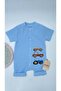 Bebe Kids Cute Toy Vehicles Pattern Snap Fastener Short Sleeve Shorts (Jumpsuit) 100% Cotton