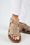 Capra Women's Genuine Leather Scarf Velcro Mink Sandals - 5