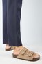 Vegan Cactus Women's Vegan Leather Vegan Leather Double Buckle Trock Beige Slippers - 6