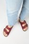 Vegan Violeta Women's Vegan Leather Vegan Leather Double Buckle Claret Red Slippers - 7