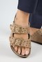 Vegan Cactus Women's Vegan Leather Vegan Leather Double Buckle Trock Beige Slippers - 5