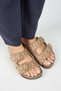Vegan Cactus Women's Vegan Leather Vegan Leather Double Buckle Trock Beige Slippers - 3