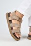 Capra Women's Genuine Leather Scarf Velcro Mink Sandals - 7