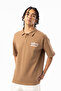 Breast Stress Less! Good Luck Embroidered Double Pike Fabric Men's Polo Neck Oversize T-Shirt