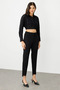 Elastic Waist Skinny Leg Trousers Black-2070