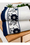 Punch Embroidered Fringed 2 Pieces 50X90 Hand Face Towel Set