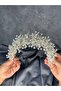 Elisa Thin Beaded Bridal Crown Turban and Hair Accessory - 5