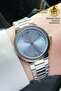 Original Lee Cooper Silver Case Cord Blue Dial Steel Women Wrist Watch - 4
