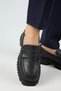 Cepmen Women's Leather Cornered Genuine Leather Loafer Black Shoes - 6