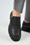 Mimi Women's Leather Velcro Genuine Leather Black Shoes - 6