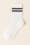 Unisex Children's Double Stripe Short Sports Socks White Black - 3