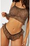 Leopard Patterned Crop Panties Tulle Set - 3