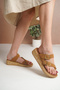 Aisha Women's Gold Double Buckle Detailed Daily Suede Slippers - 5