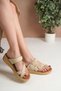 Aisha Women's Gold Double Buckle Detailed Daily Suede Slippers - 3