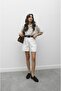 Ecru Basic Denim Shorts - 5